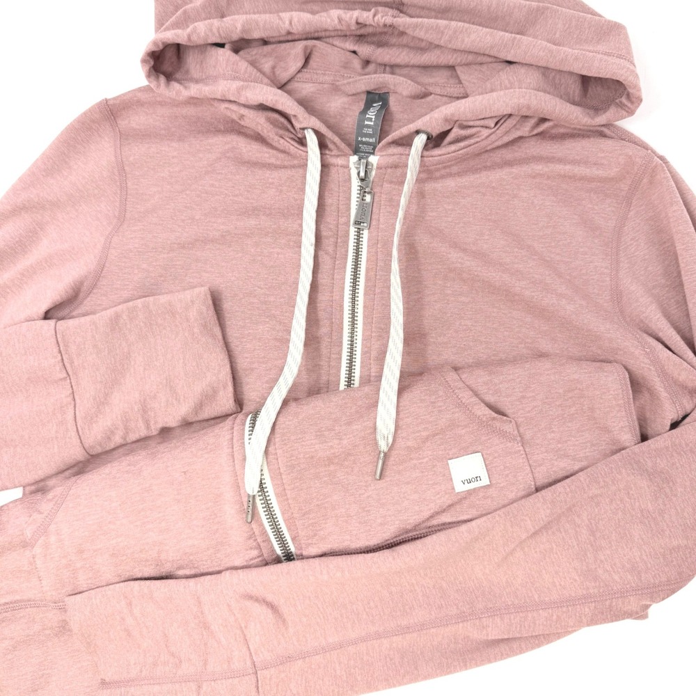 Vuori Halo Performance Zip Up Hoodie Mauve Heather Pink VW201 Women XS